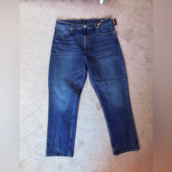 Express Modern Straight High Rise Blue Jeans - Picture 2 of 8